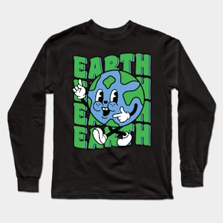 Retro Groovy Earth Day Protect Our Planet Environmental Long Sleeve T-Shirt